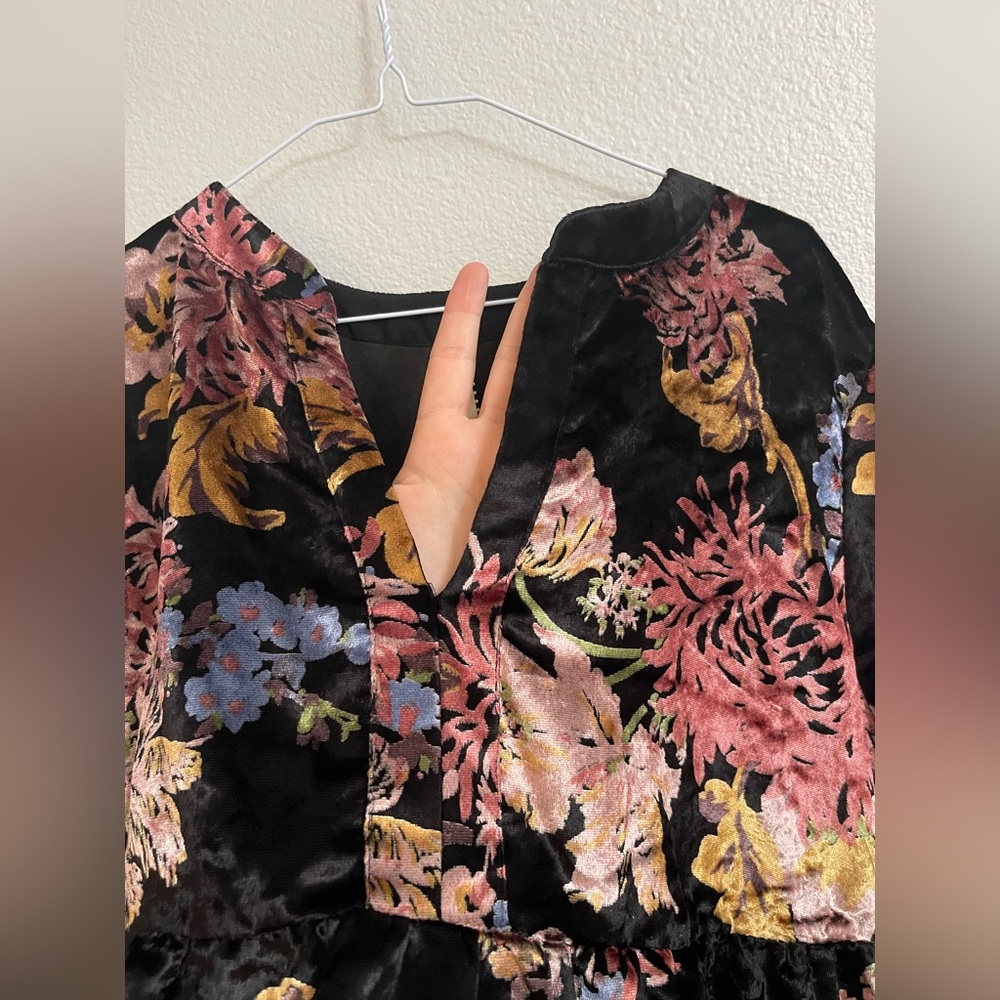 Anthropologie Uncle Frank Floral Velvet Dress 100% Viscose Size M - Picture 4 of 9